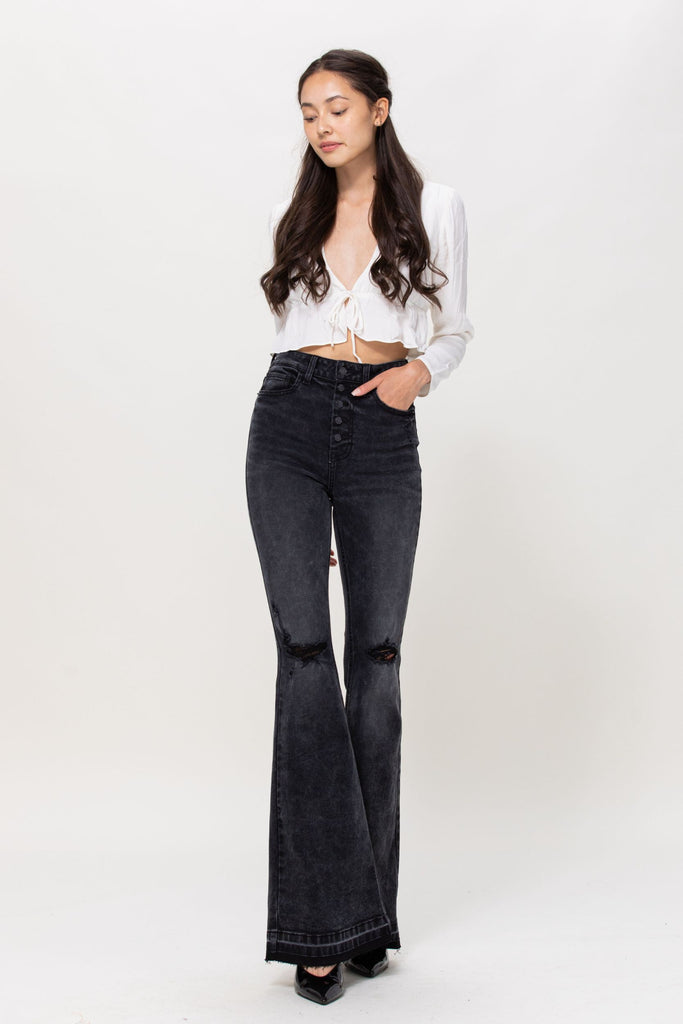 Nelson - High Rise Flare Jeans Black – KooKoo's Nest