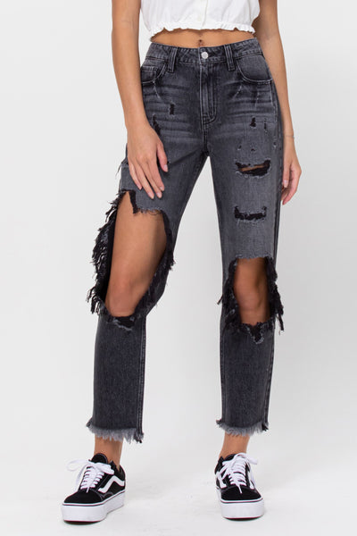 Manilow - Distressed Black Skinny Jeans
