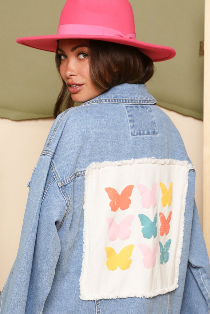 Selma - Denim Jacket with Butterfly Patch
