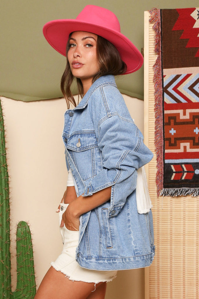 Selma - Denim Jacket with Butterfly Patch