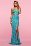 Sherri Hill Prom Style 53448 IN STOCK NEON ORANGE SIZE 10, TEAL SIZE 8 READY TO SHIP