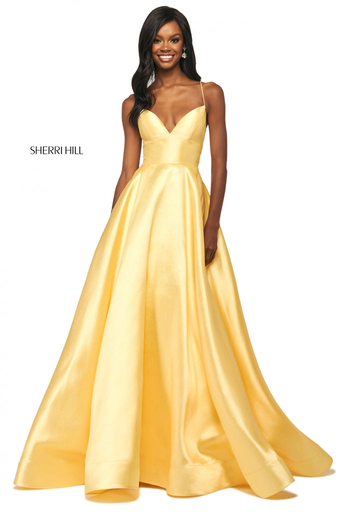 Sherri Hill Prom Style 53661 IN STOCK YELLOW SIZE 8 READY TO SHIP