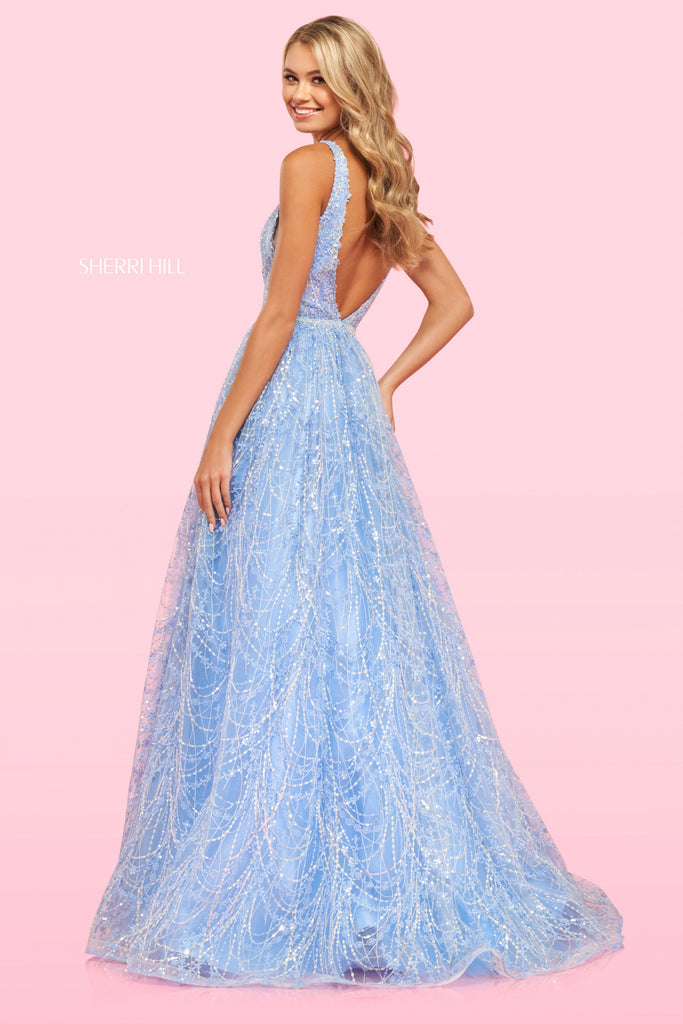 Sherri Hill Prom Style 54041 IN STOCK PERIWINKLE SIZE 6 READY TO SHIP