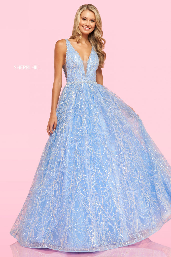 Sherri Hill Prom Style 54041 IN STOCK PERIWINKLE SIZE 6 READY TO SHIP