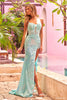 Sherri Hill Style 55059 IN STOCK LIGHT AQUA SIZE 14