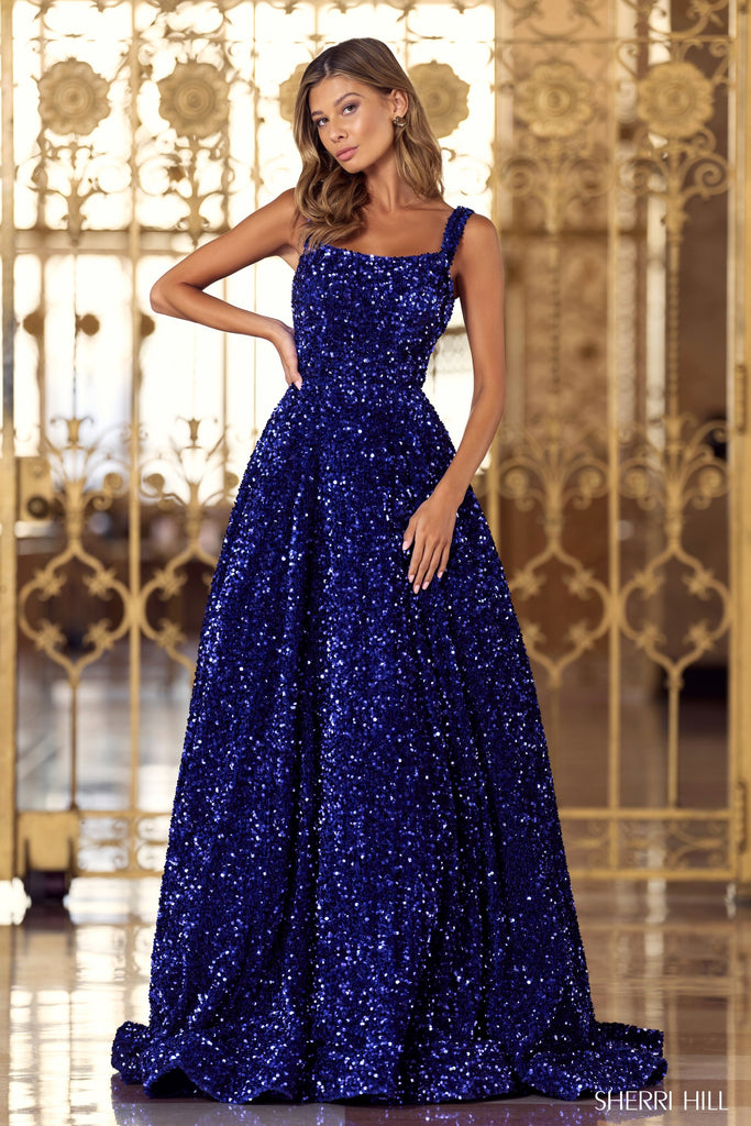 Sherri Hill Prom Style 55093 IN STOCK PURPLE SIZE 6 READY TO SHIP
