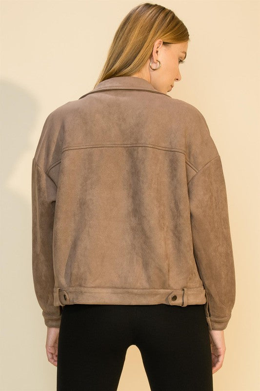 Sunset - Suede Biker Jacket - Mushroom
