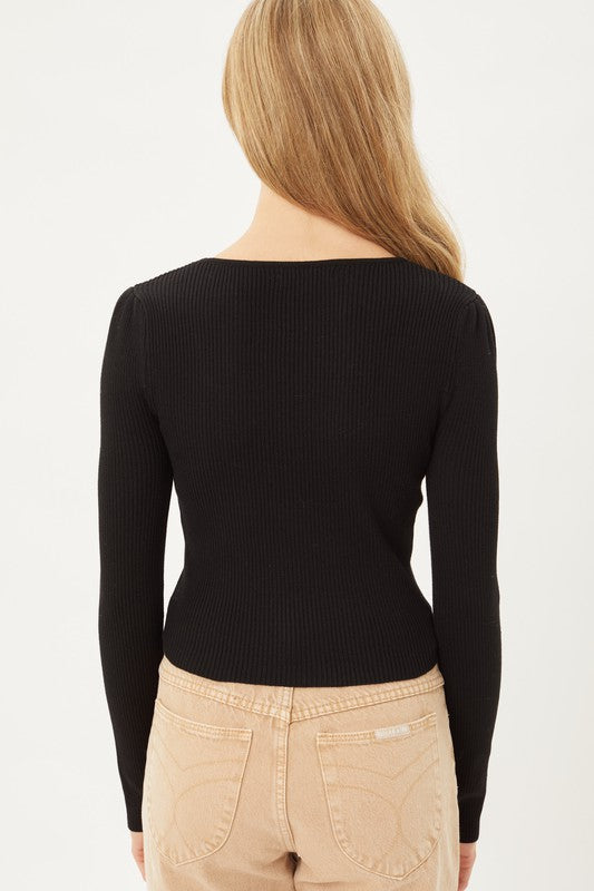 Thea - Black Long Sleeve with Synch Detail