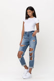Treble - High Rise Distressed Mom Jeans