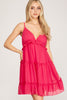 LARGE: Amelia - Tiered Dress - Hot Pink