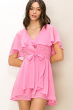 Angel Romper - with Ruffle Sleeve Detail - Pink