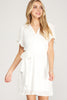 Celebratory - Short Sleeve Pleated Dress - White