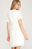 Celebratory - Short Sleeve Pleated Dress - White