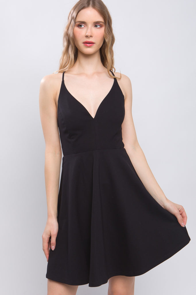 Dante - Mini Dress with Open Back - Black