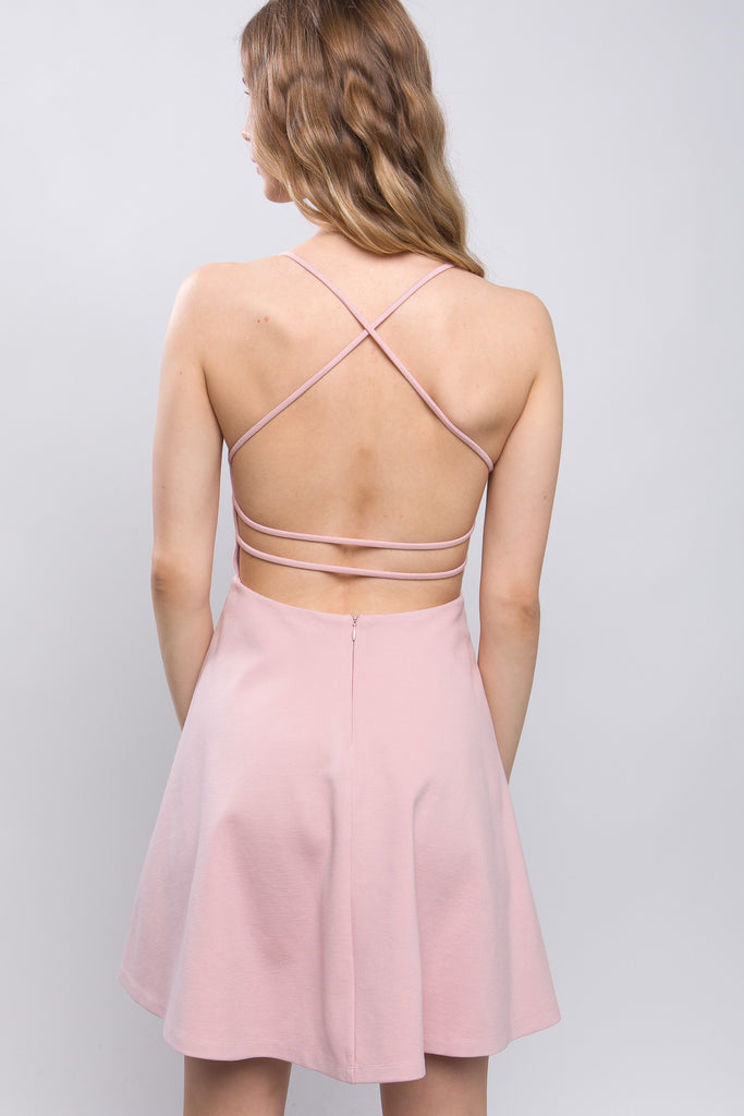 Dante - Mini Dress with Open Back - Blush