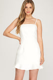 Evermore - Dress with Ruffled Hem - Off White