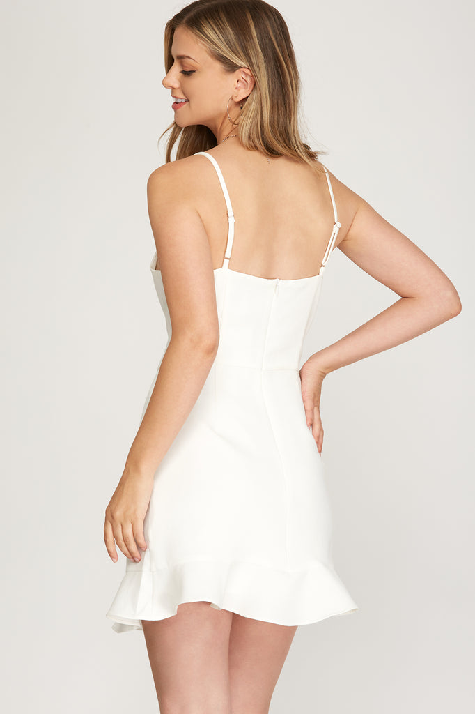Evermore - Dress with Ruffled Hem - Off White