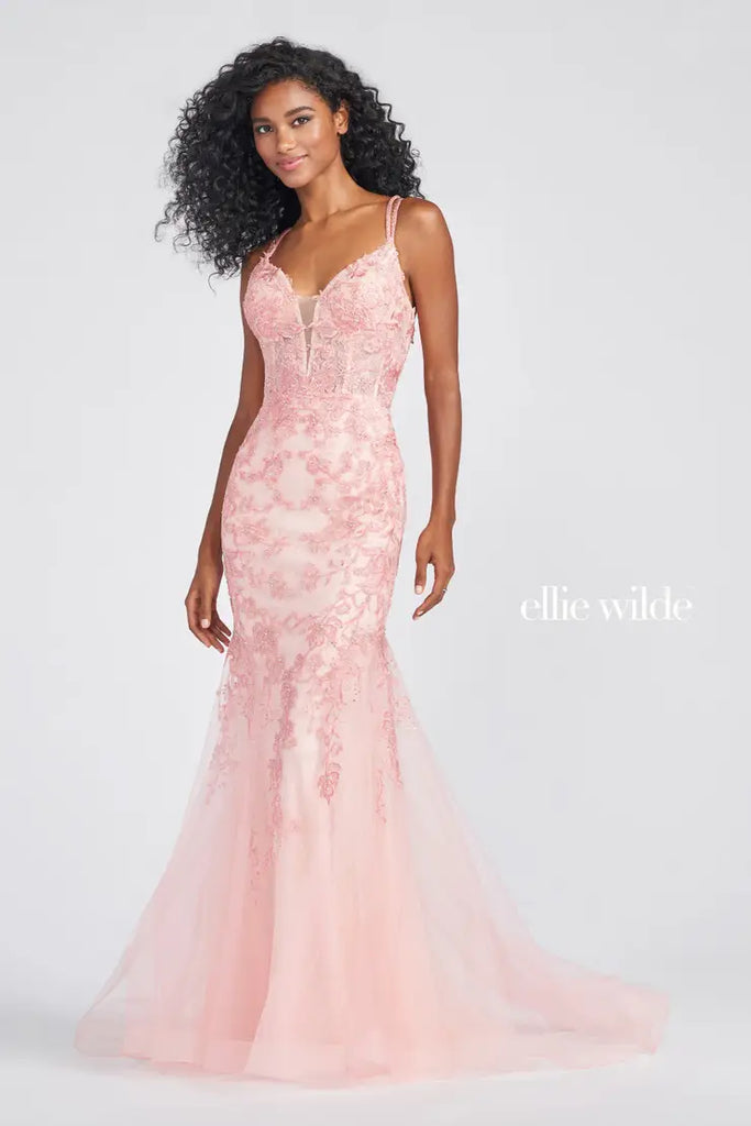 Ellie Wilde Prom Style EW122052 ROSE SIZE 8 IN STOCK READY TO SHIP