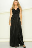 Grammys- Cowl Neck Satin Maxi Dress - Black - Large
