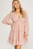 MEDIUM: Country Club - Long Sleeve Dress - Rose - Size Medium