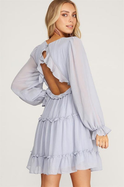 Kinsley - Mini Dress with Wrap Skirt - Light Blue