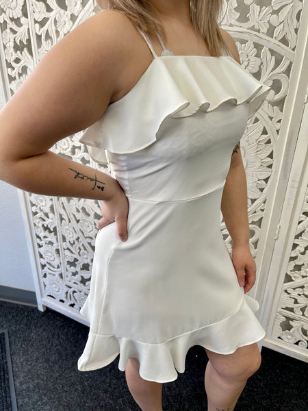 Adeline - Square Neck Knit Dress - Off White