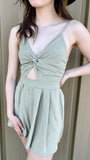 Little Linen - Romper with Cutouts - Olive