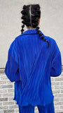 Robyn - Plisse Button Down Shirt - Cobalt Blue