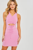 Mira - Ribbed Dress with Cutout - Pink