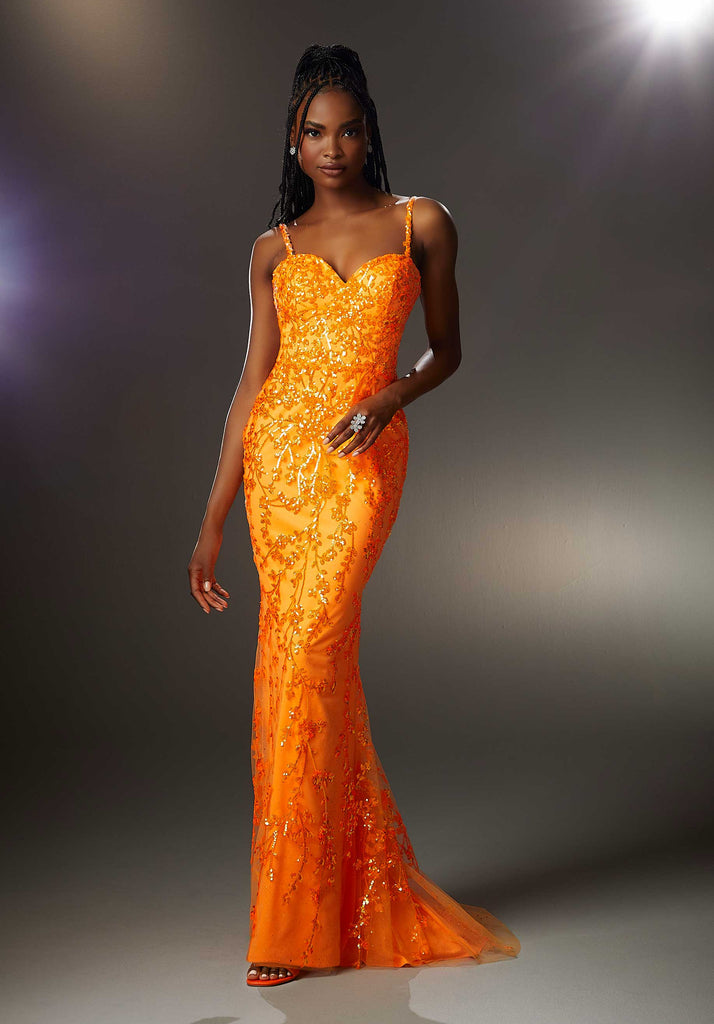 Morilee Prom Style 48040 IN STOCK NEON ORANGE SIZE 12, NEON PINK SIZE 8