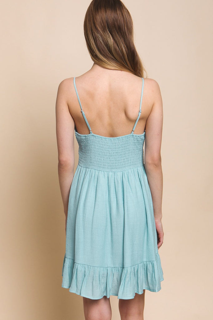 LARGE: Tina - Dress with Crochet Detail - Sky Blue